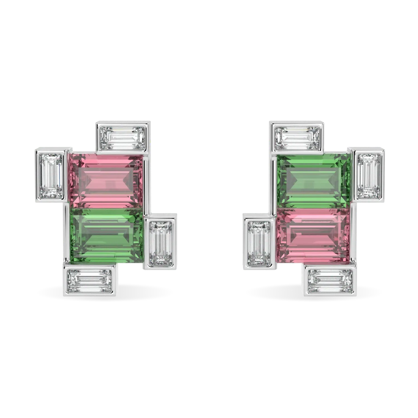Rothko Mismatch Tourmaline Earrings by Blacklock Jewellery, High Jewellery collection — side view