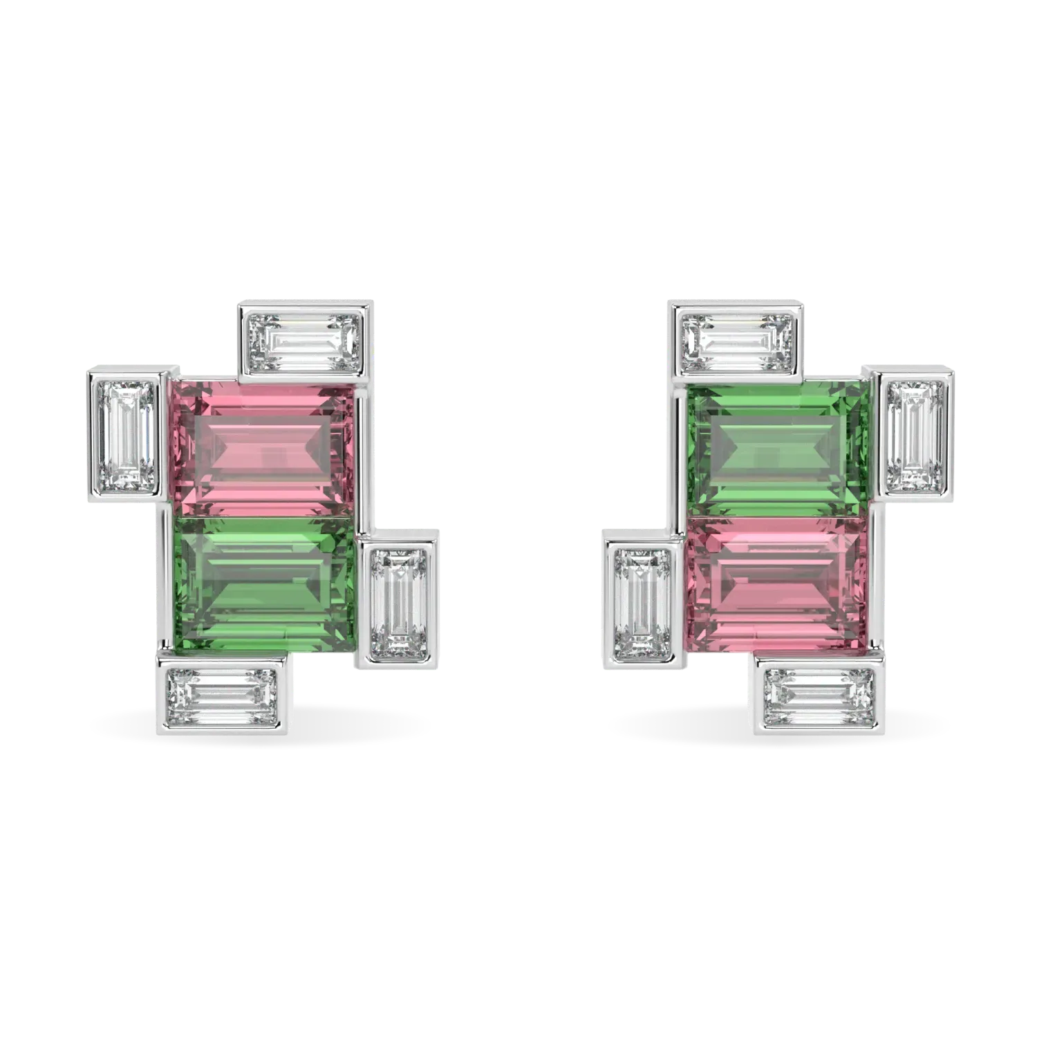 Rothko Mismatch Tourmaline Earrings by Blacklock Jewellery, High Jewellery collection — side view