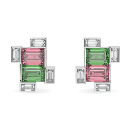 Rothko Mismatch Tourmaline Earrings by Blacklock Jewellery, High Jewellery collection — side view