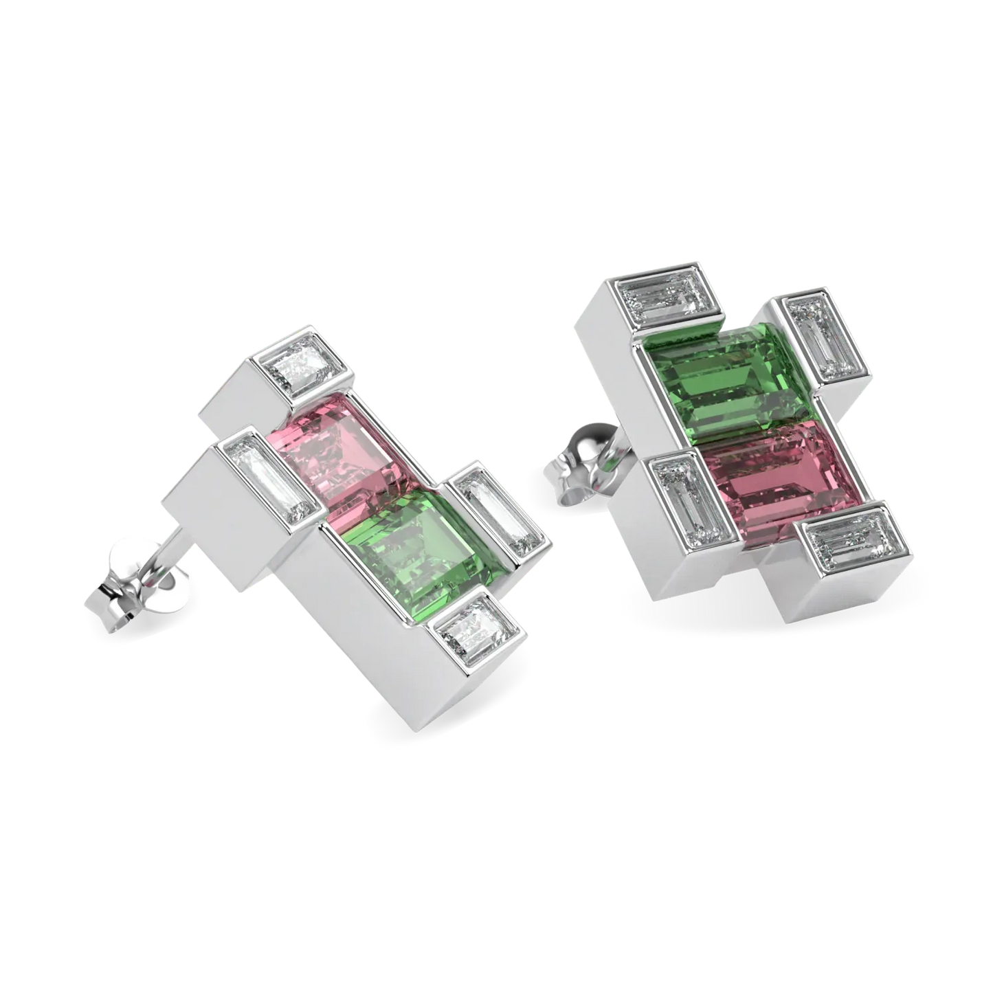 Blacklock Rothko earrings in 18ct White Gold with Tourmaline — detail view