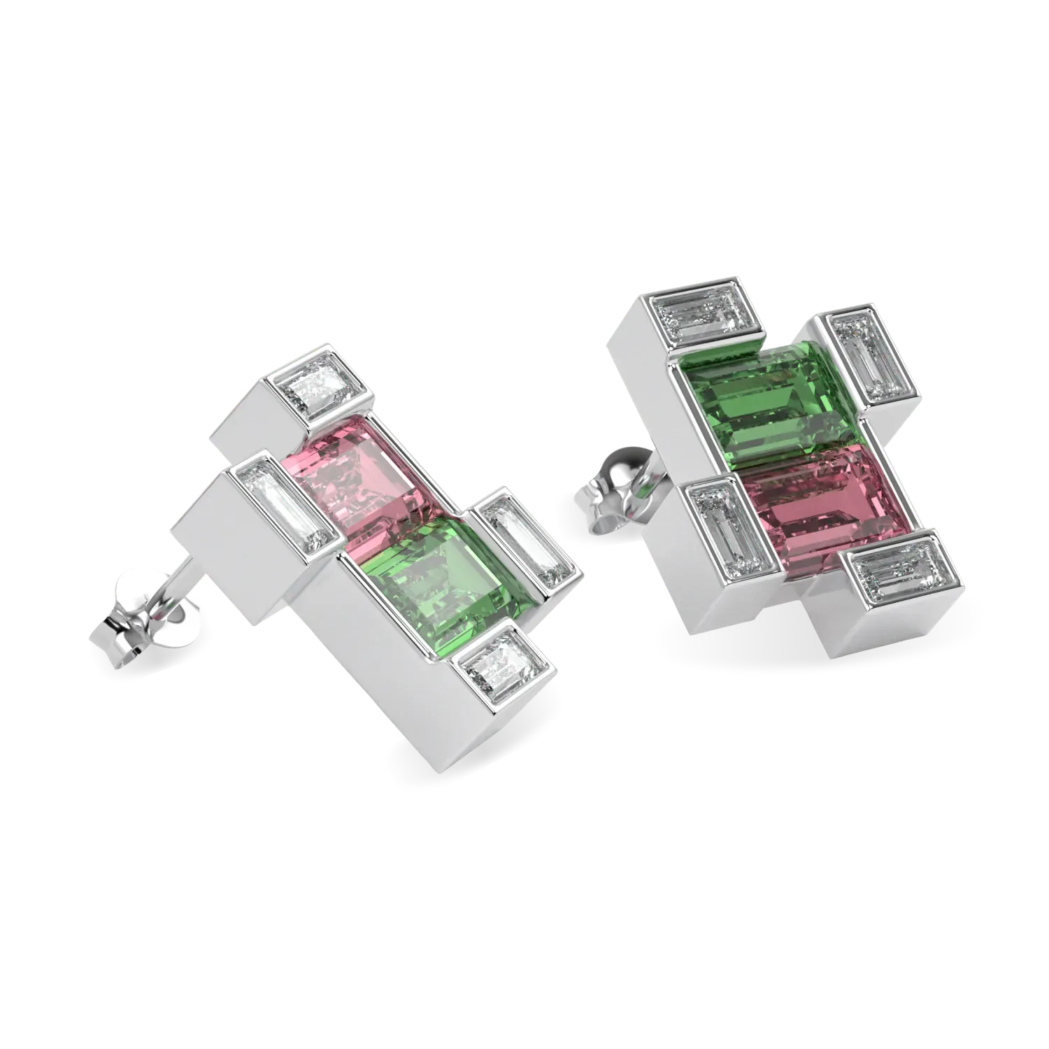 Blacklock Rothko earrings in 18ct White Gold with Tourmaline — detail view