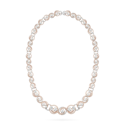 Serpentine collection necklet featuring Diamond set in 18ct White and Rose Gold, Blacklock Jewellery — front on view