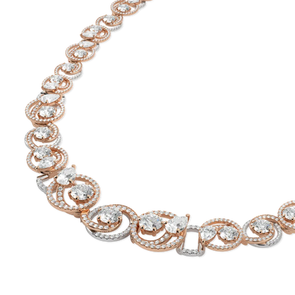 Handcrafted 18ct White and Rose Gold necklet with Diamond by Blacklock, Serpentine collection — detail view