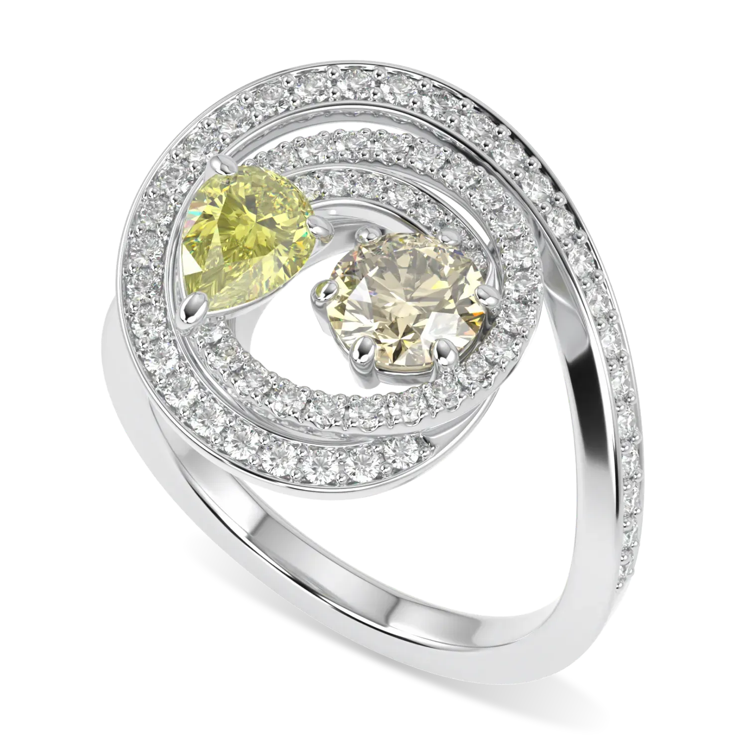 18ct White Gold Fancy Yellow Diamond ring from Blacklock's Serpentine collection