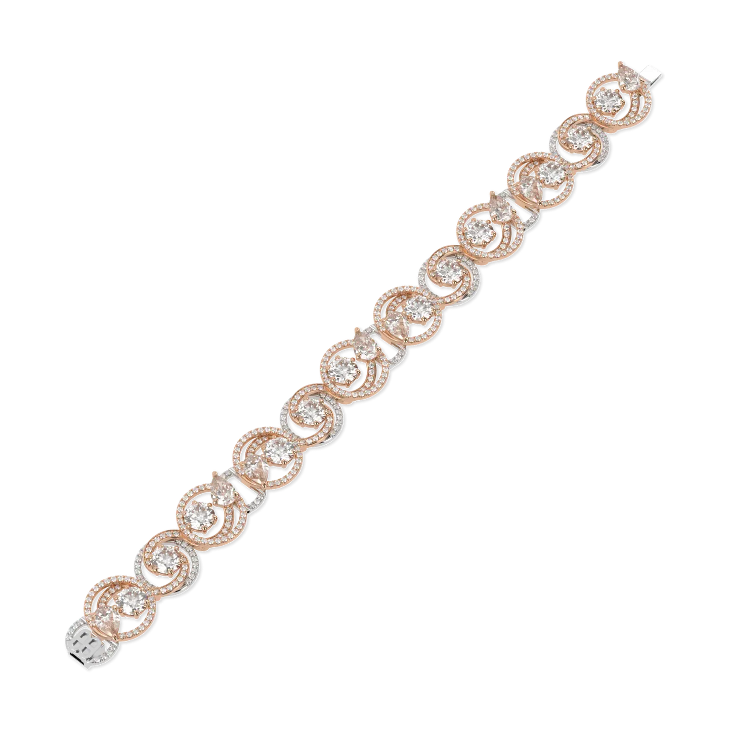Handcrafted 18ct White and Rose Gold bracelet with Diamond by Blacklock, Serpentine collection — straight on view