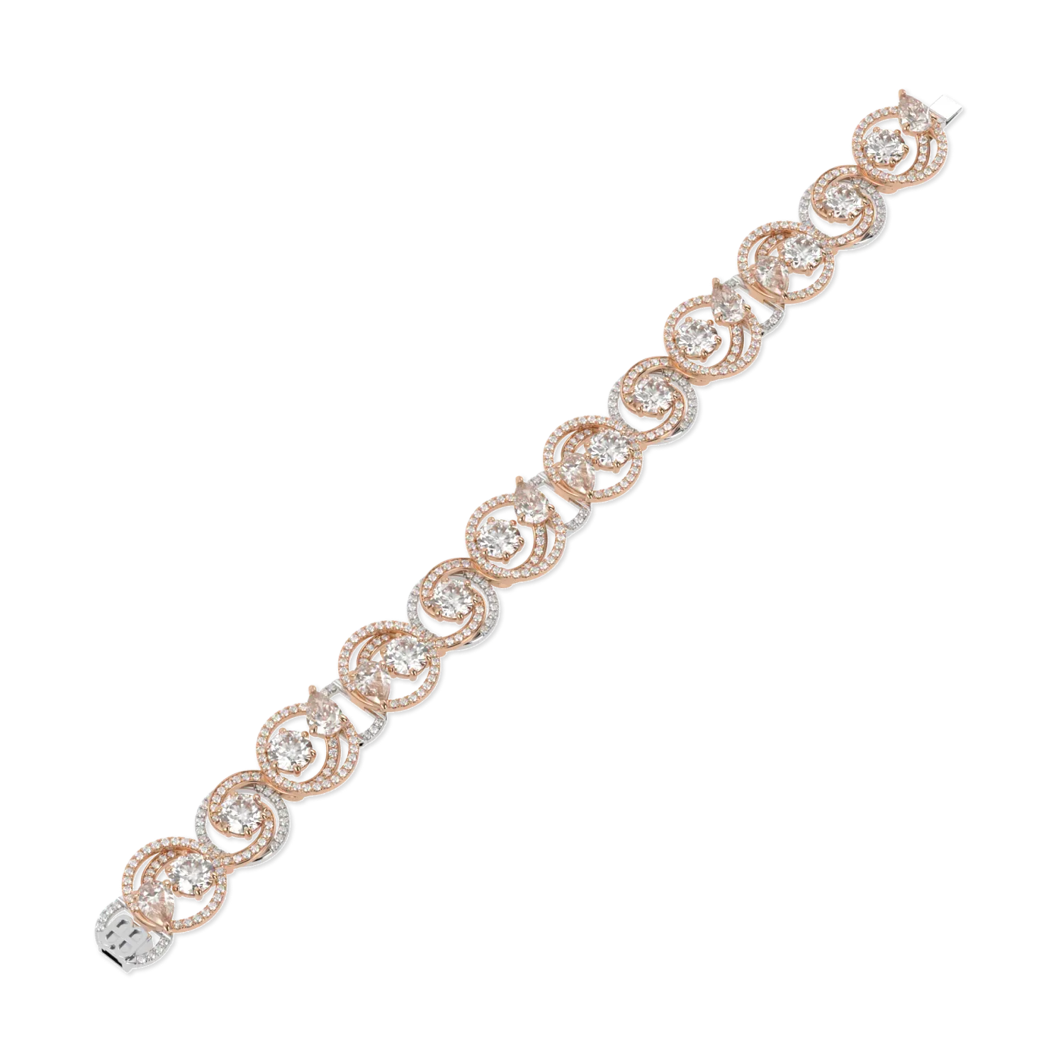 Handcrafted 18ct White and Rose Gold bracelet with Diamond by Blacklock, Serpentine collection — straight on view
