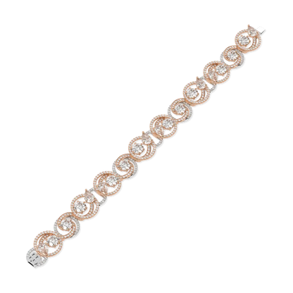 Handcrafted 18ct White and Rose Gold bracelet with Diamond by Blacklock, Serpentine collection — straight on view