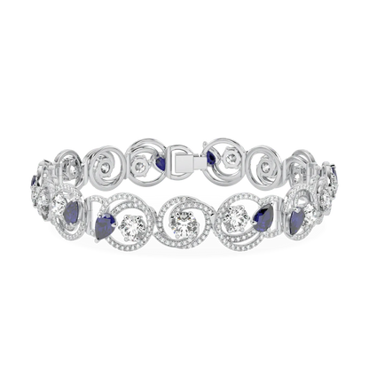 Serpentine collection bracelet featuring Sapphire and Diamond set in 18ct White Gold, Blacklock Jewellery