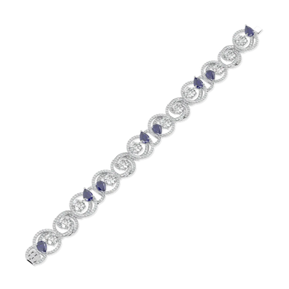 Handcrafted 18ct White Gold bracelet with Sapphire and Diamond by Blacklock, Serpentine collection — side view