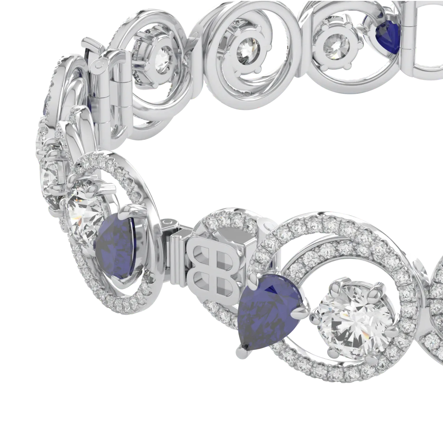 Serpentine Sapphire Diamond Bracelet by Blacklock Jewellery, Serpentine collection — detail view