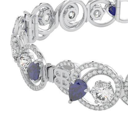 Serpentine Sapphire Diamond Bracelet by Blacklock Jewellery, Serpentine collection — detail view