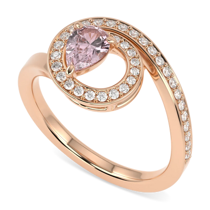 Serpentine collection Morganite Diamond ring set in 18ct Rose Gold, Blacklock Jewellery