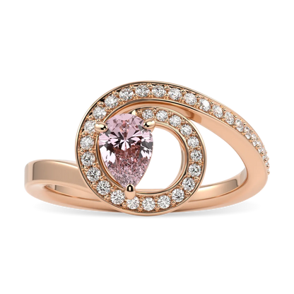 Handcrafted 18ct Rose Gold ring with Morganite and Diamond by Blacklock, Serpentine collection — side view