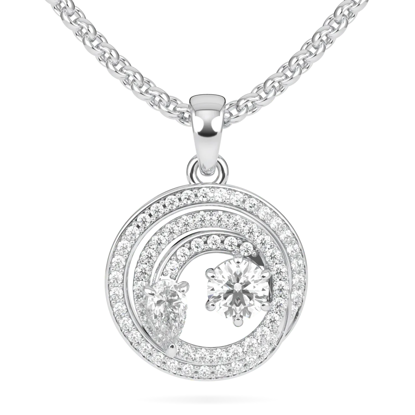 Handcrafted 18ct White Gold Diamond pendant by Blacklock, Serpentine collection