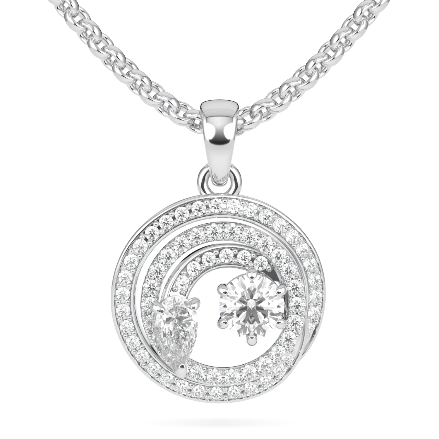 Handcrafted 18ct White Gold Diamond pendant by Blacklock, Serpentine collection