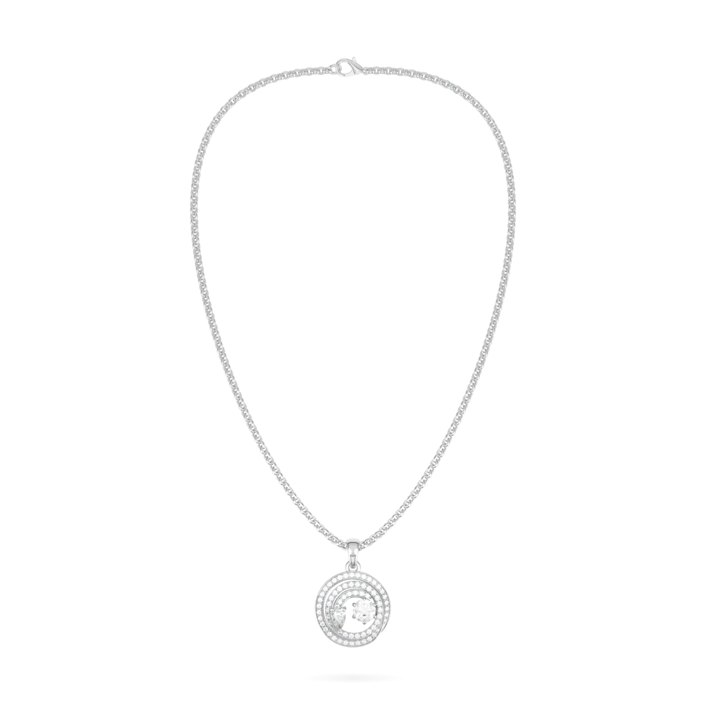 Small 18ct White Gold Diamond Pendant by Blacklock Jewellery, Serpentine collection — front on view