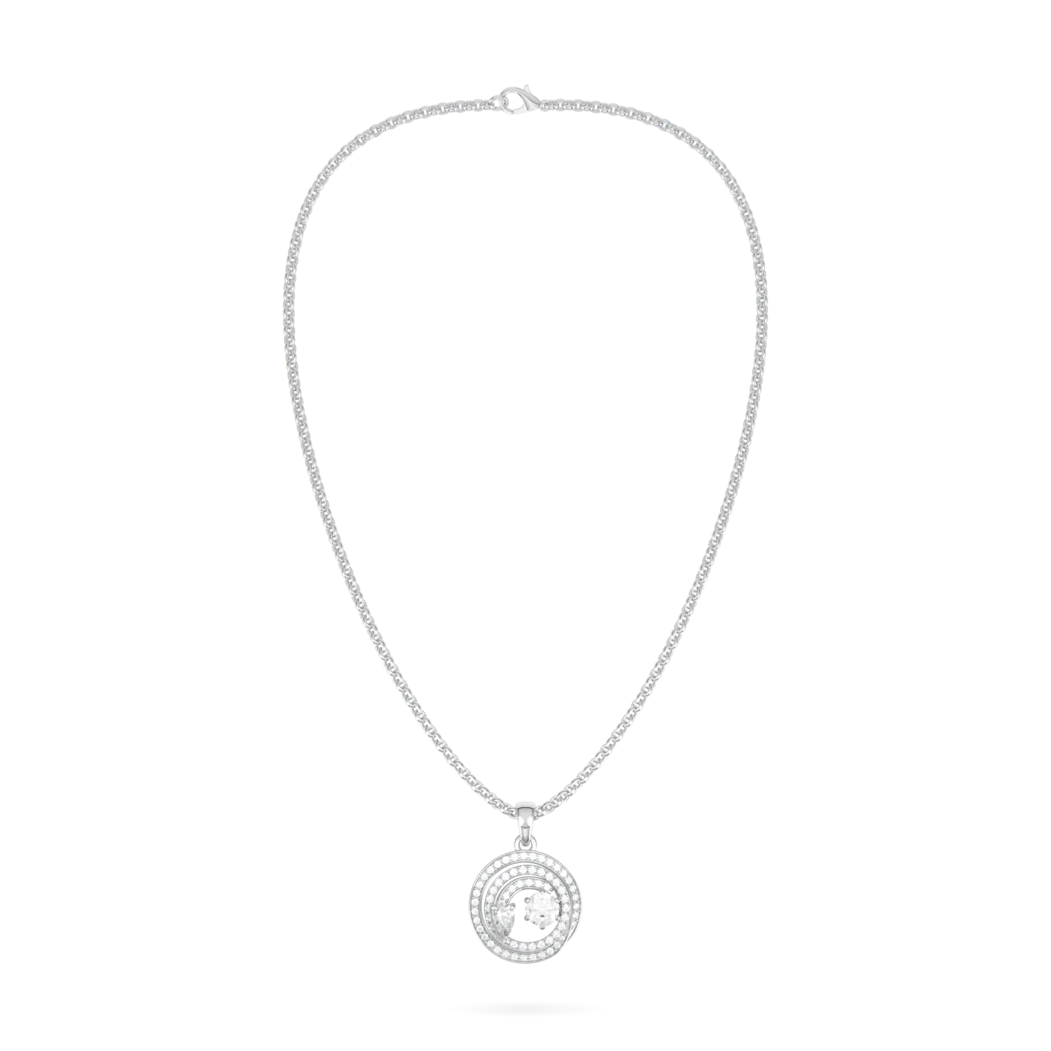 Small 18ct White Gold Diamond Pendant by Blacklock Jewellery, Serpentine collection — front on view