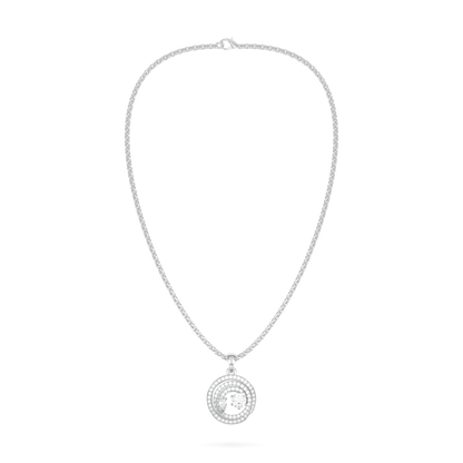 Small 18ct White Gold Diamond Pendant by Blacklock Jewellery, Serpentine collection — front on view