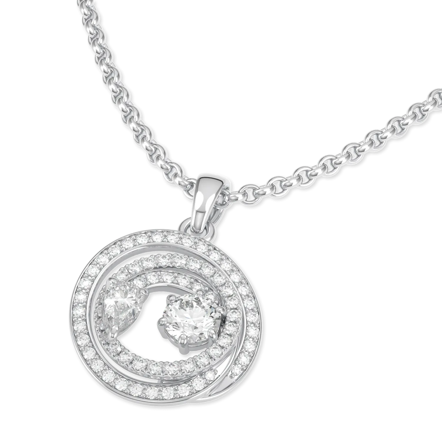 Blacklock Serpentine Diamond pendant in 18ct White Gold — detail view