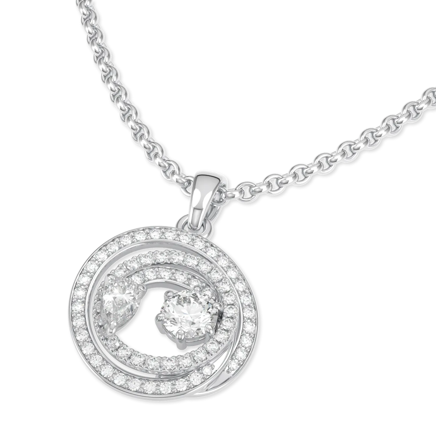 Blacklock Serpentine Diamond pendant in 18ct White Gold — detail view
