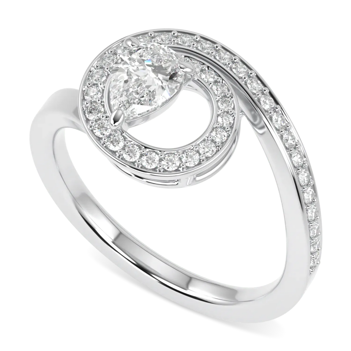 Handcrafted 18ct White Gold Diamond ring by Blacklock, Serpentine collection