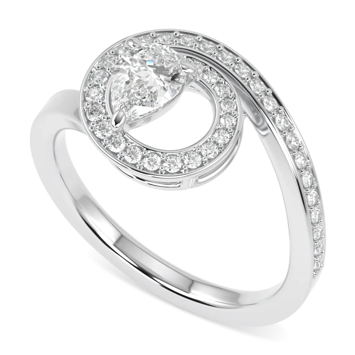 Handcrafted 18ct White Gold Diamond ring by Blacklock, Serpentine collection