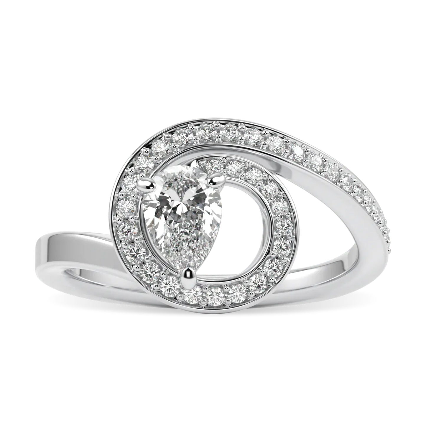 Small 18ct White Gold Diamond Ring by Blacklock Jewellery, Serpentine collection — top down view