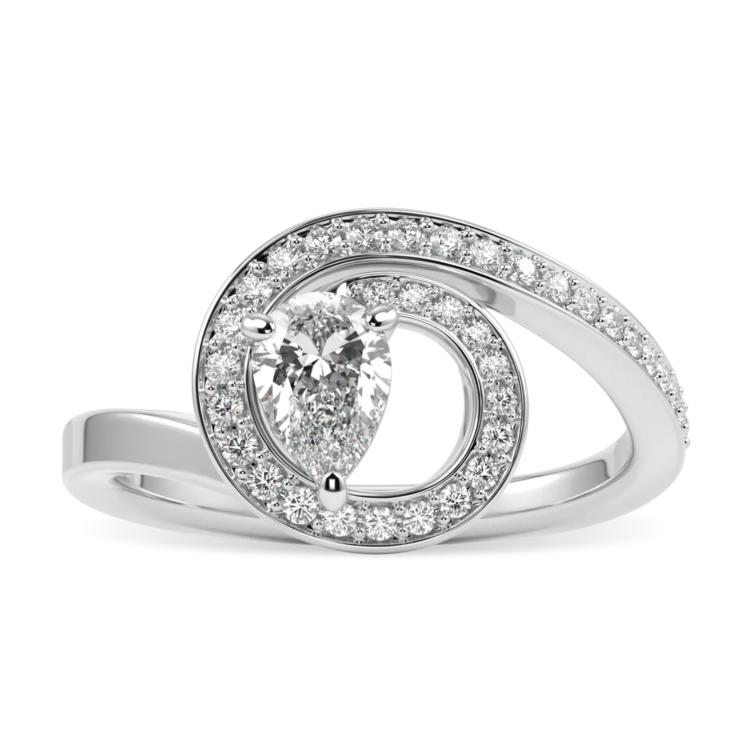 Small 18ct White Gold Diamond Ring by Blacklock Jewellery, Serpentine collection — top down view