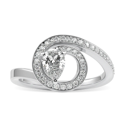 Small 18ct White Gold Diamond Ring by Blacklock Jewellery, Serpentine collection — top down view