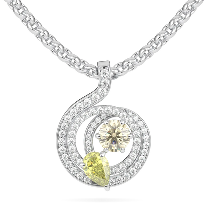Blacklock Serpentine Fancy yellow Diamond pendant in 18ct White Gold