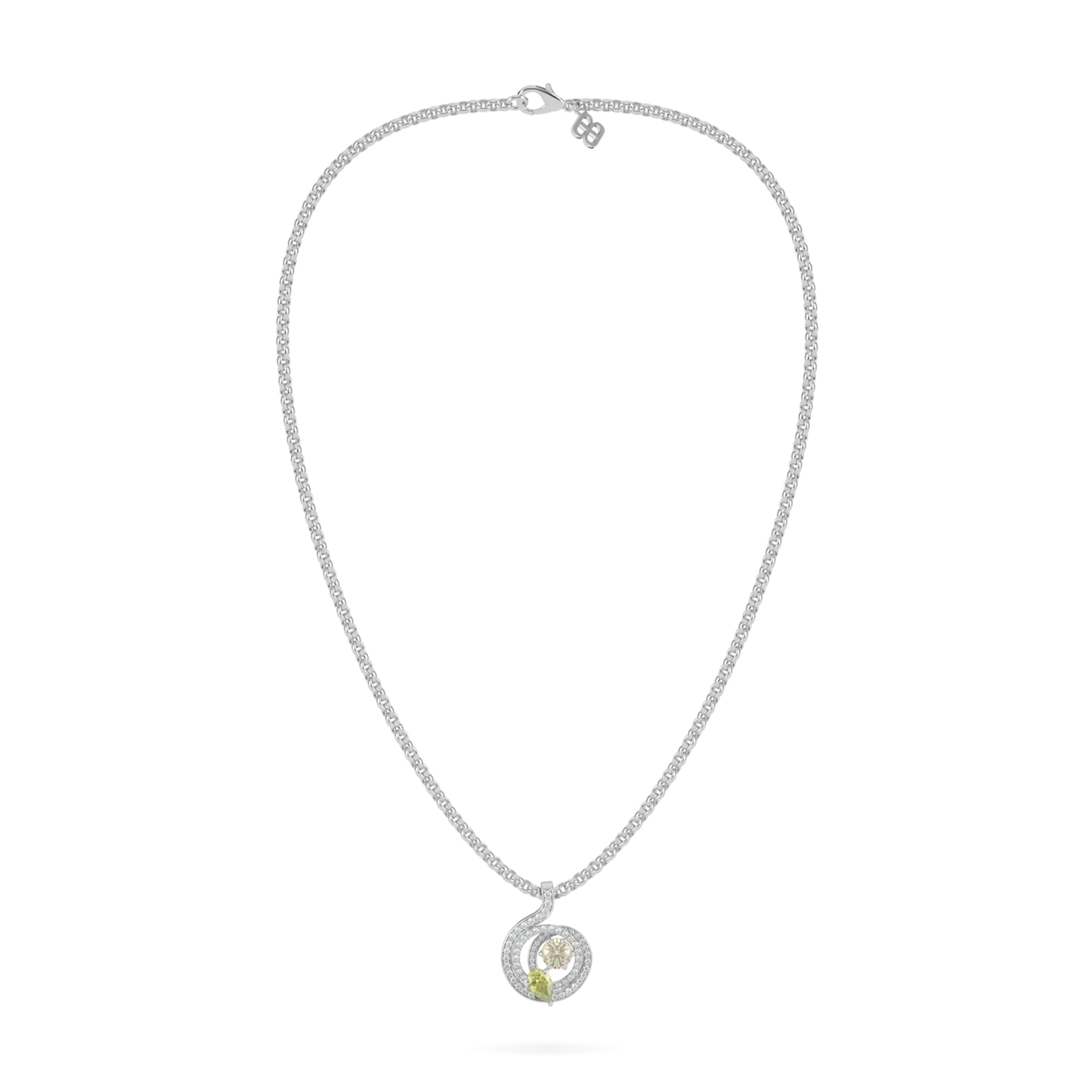 18ct White Gold Fancy Yellow Diamond pendant from Blacklock's Serpentine collection — straight on view
