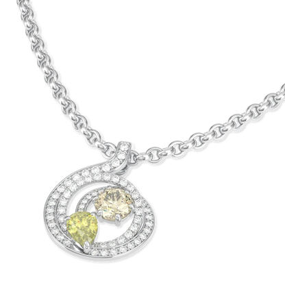 Serpentine collection pendant featuring Fancy Yellow Diamond set in 18ct White Gold, Blacklock Jewellery — detail view