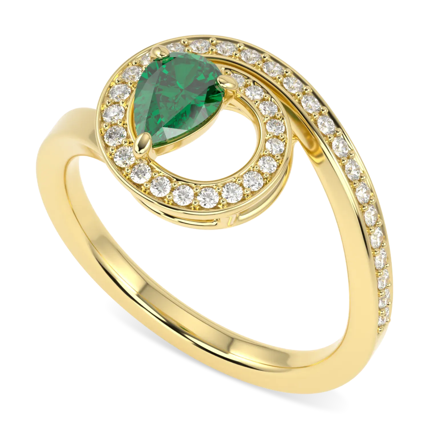 Blacklock Serpentine collection Green Tourmaline and Diamond ring in 18ct Yellow Gold