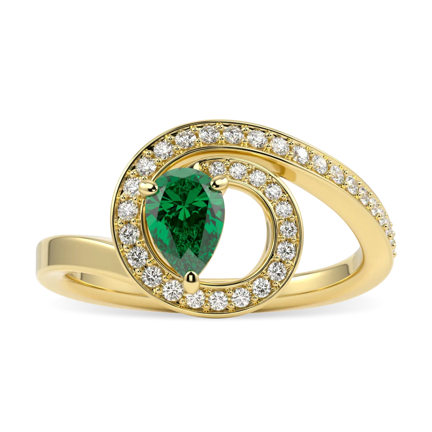 18ct Yellow Gold Green Tourmaline Diamond ring from Blacklock's Serpentine collection — top down view