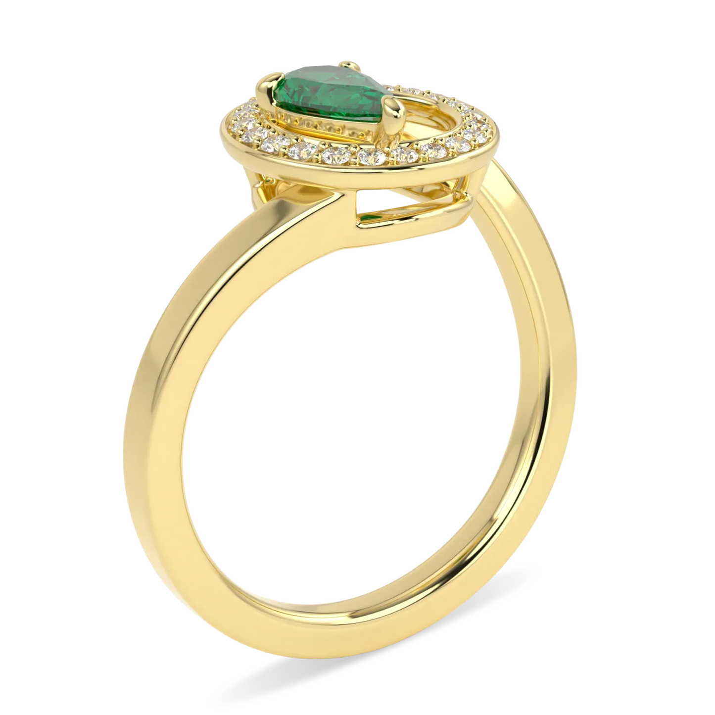 Serpentine collection ring featuring Green Tourmaline Diamond set in 18ct Yellow Gold, Blacklock Jewellery — through finger view