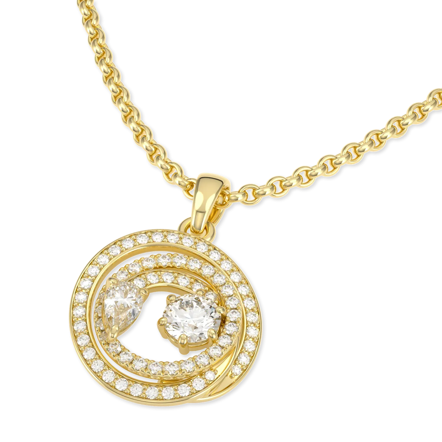 Serpentine collection pendant featuring Diamond set in 18ct Yellow Gold, Blacklock Jewellery — detail view