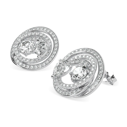 Handcrafted 18ct White Gold Diamond stud earrings by Blacklock, Serpentine collection