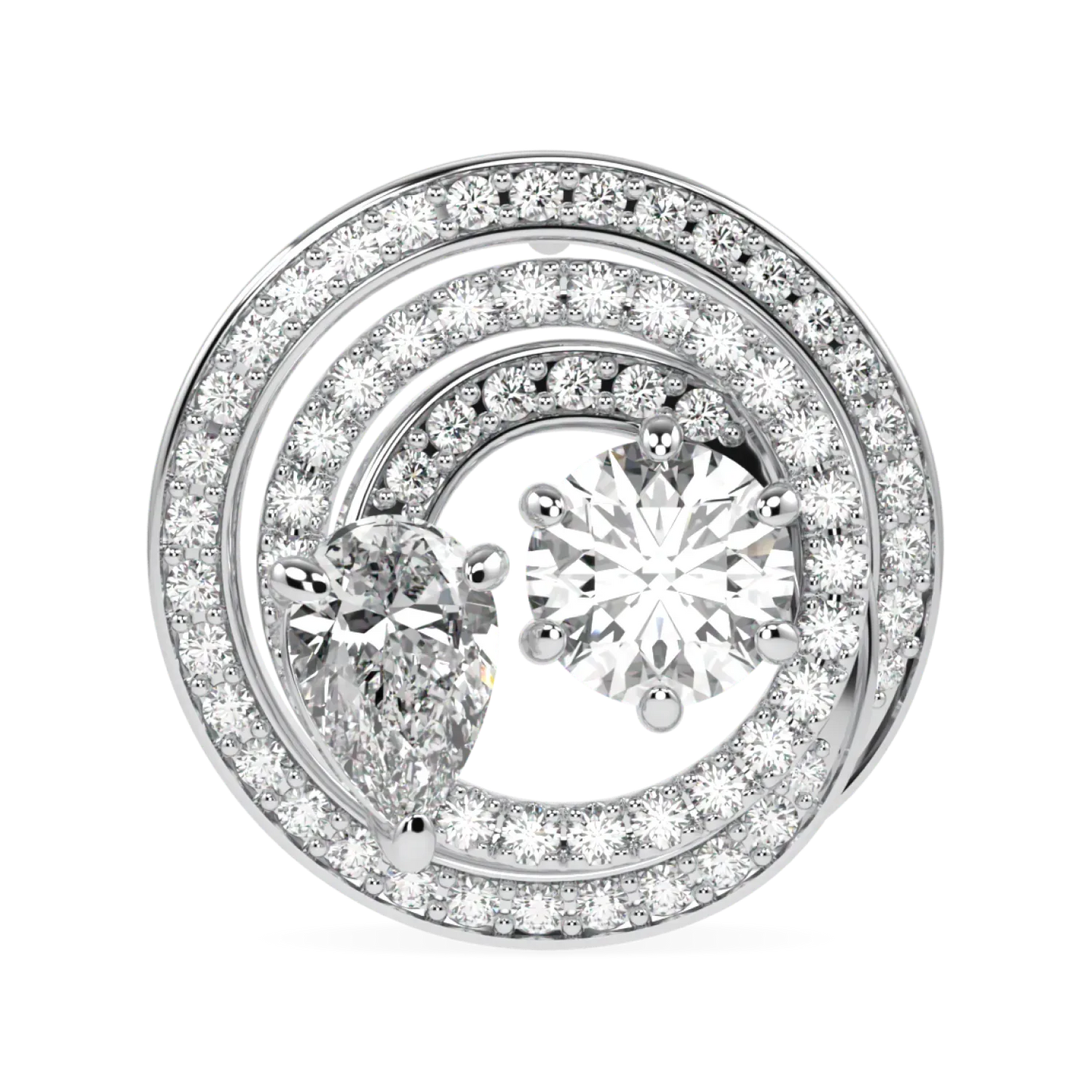 18ct White Gold Diamond Stud Earrings by Blacklock Jewellery, Serpentine collection — front on view