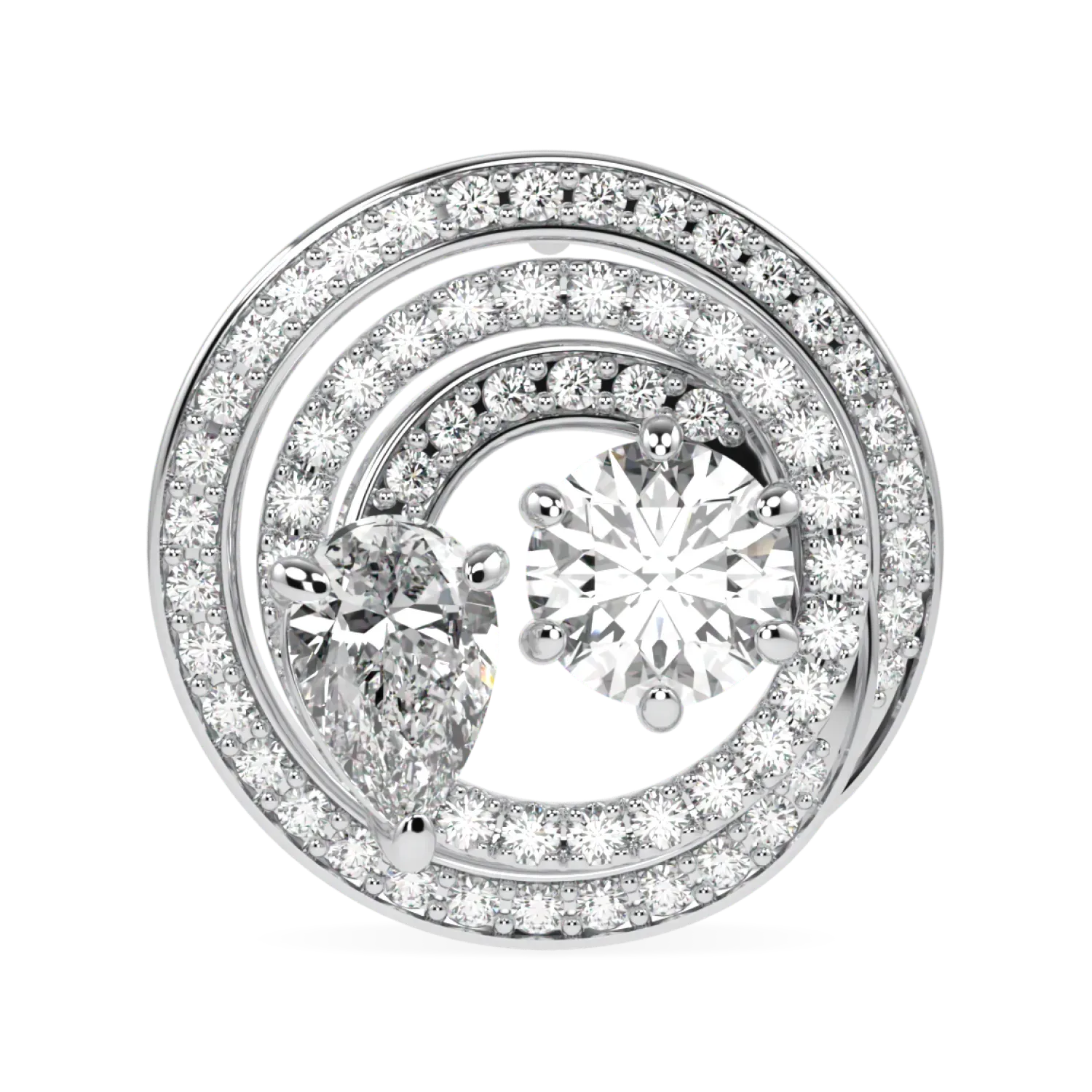 18ct White Gold Diamond Stud Earrings by Blacklock Jewellery, Serpentine collection — front on view