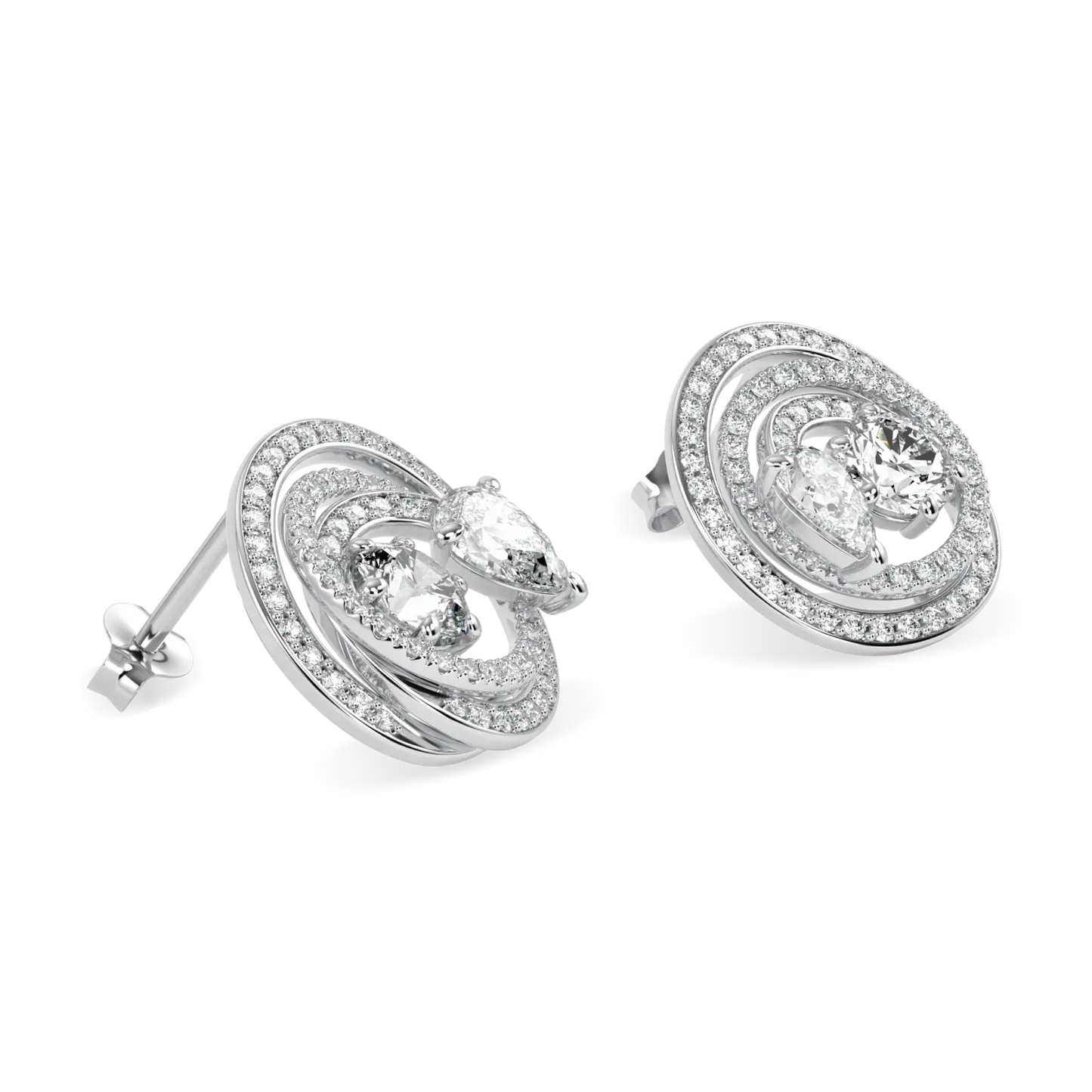 Blacklock Serpentine Diamond stud earrings in 18ct White Gold — detail view