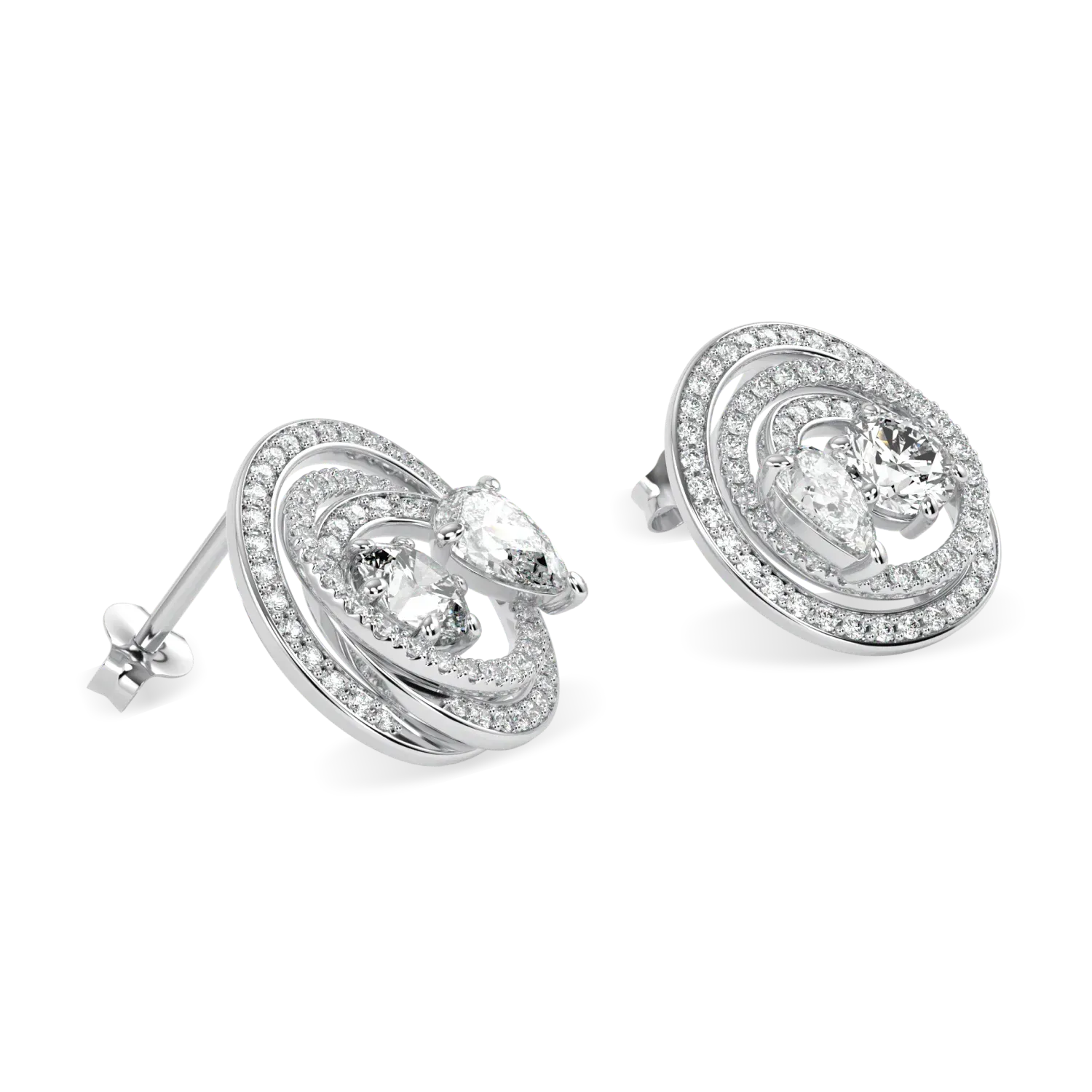 Blacklock Serpentine Diamond stud earrings in 18ct White Gold — detail view