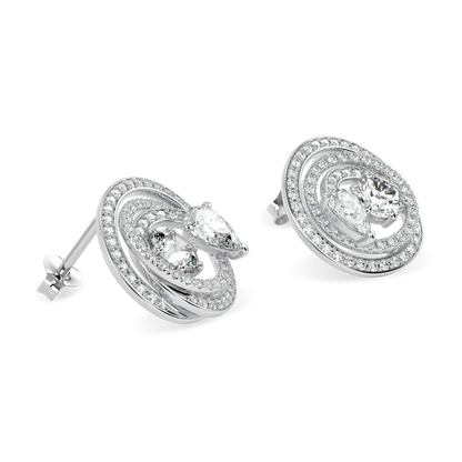 Blacklock Serpentine Diamond stud earrings in 18ct White Gold — detail view