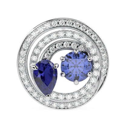 Handcrafted 18ct White Gold Sapphire and Diamond stud earrings by Blacklock, Serpentine collection — straight on view