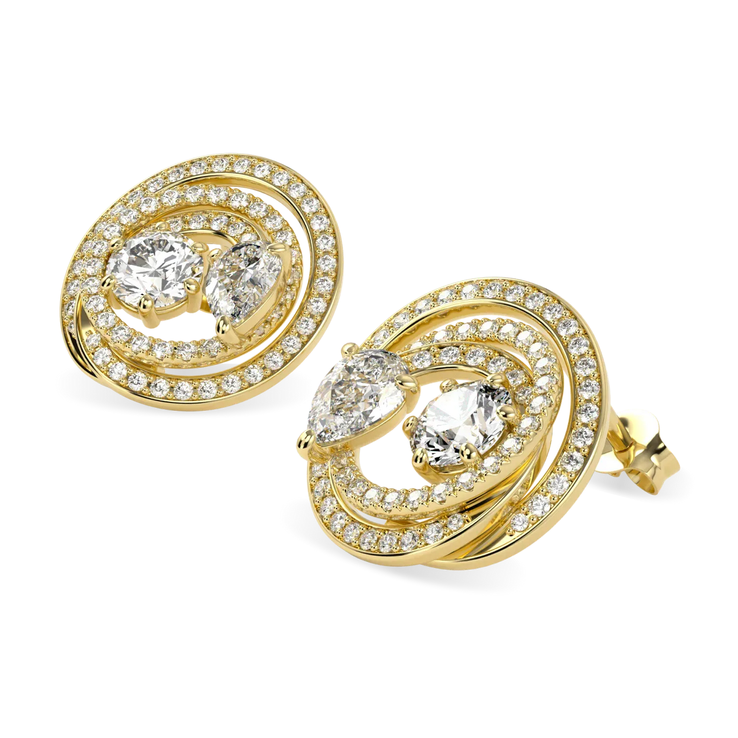 Blacklock Serpentine Diamond stud earrings in 18ct Yellow Gold