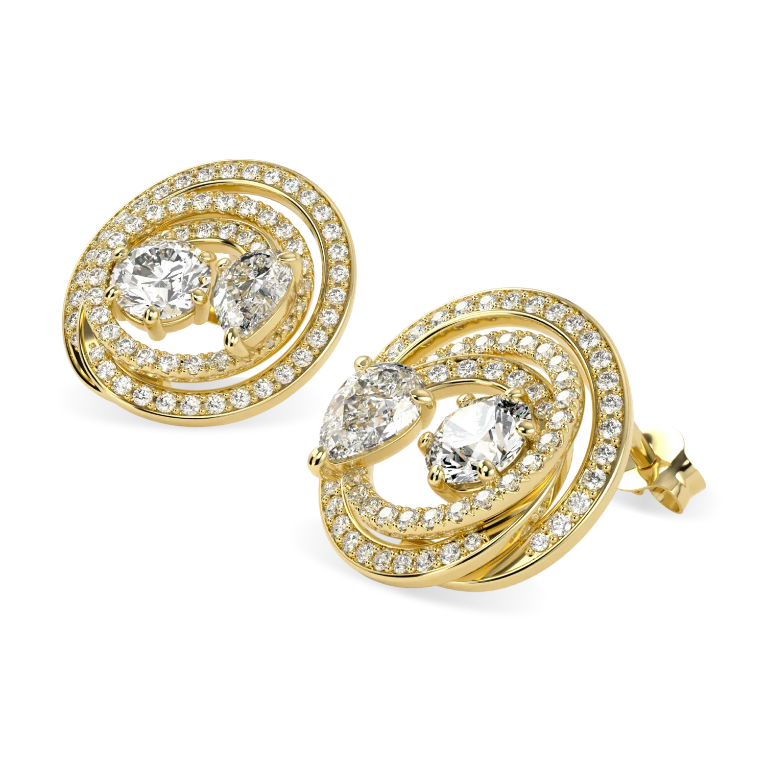 Blacklock Serpentine Diamond stud earrings in 18ct Yellow Gold
