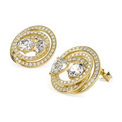 Blacklock Serpentine Diamond stud earrings in 18ct Yellow Gold