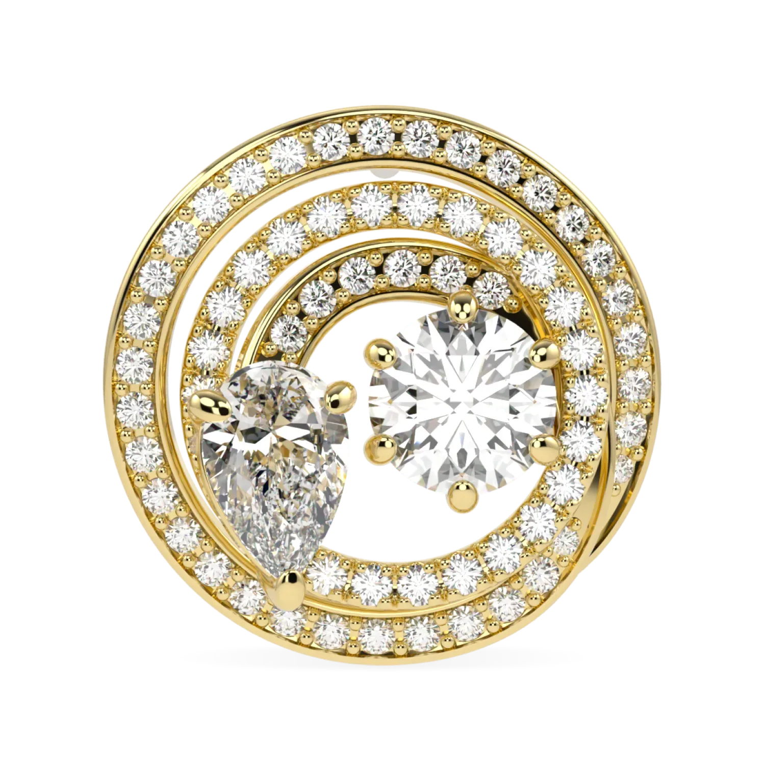 18ct Yellow Gold Diamond stud earrings from Blacklock's Serpentine collection — front on view