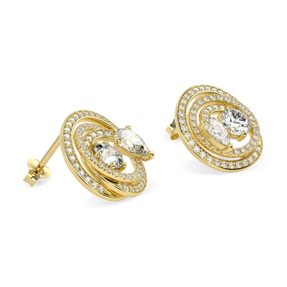 Serpentine collection Diamond stud earrings set in 18ct Yellow Gold, Blacklock Jewellery — detail view