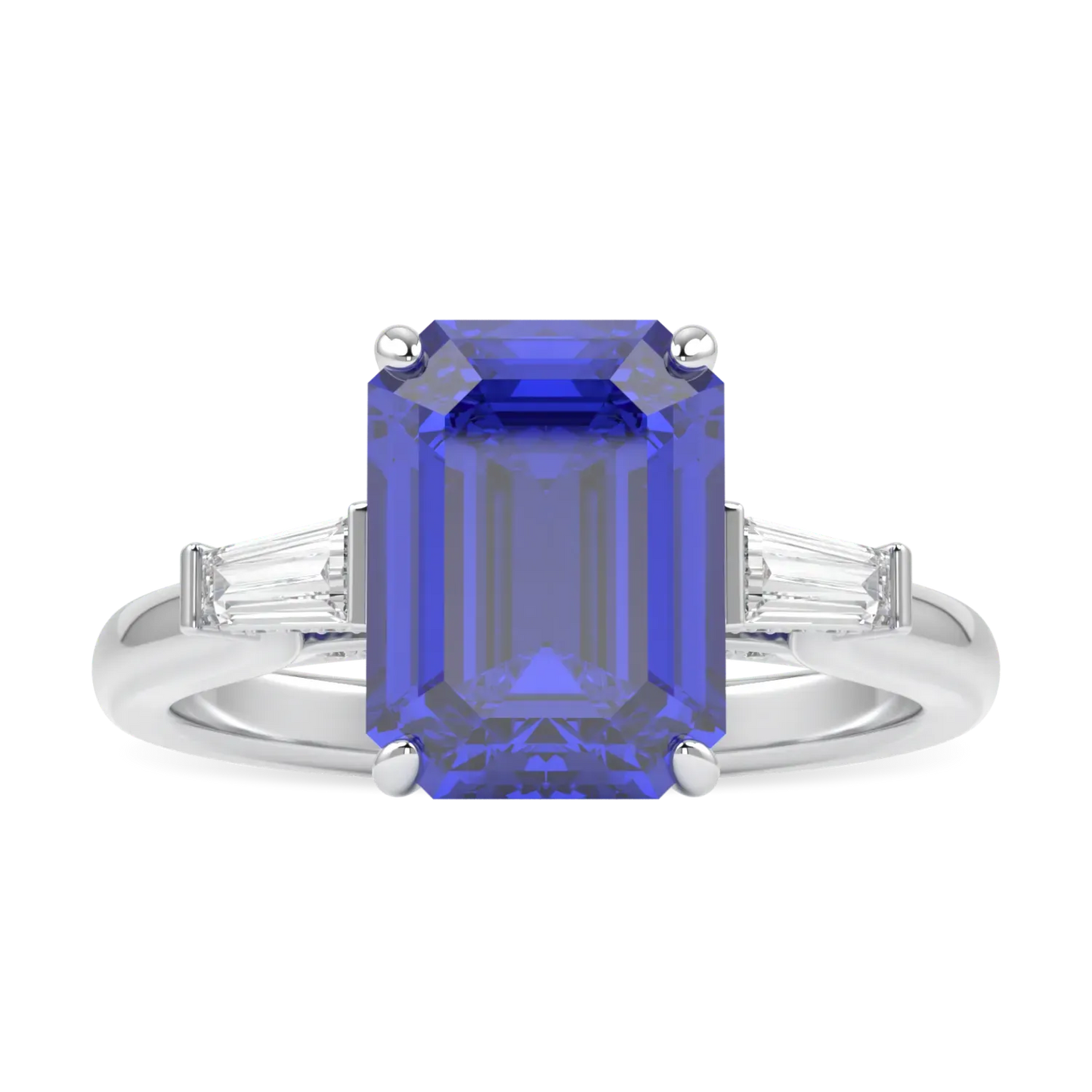 Handcrafted Platinum ring with Sapphire and Diamond by Blacklock, High Jewellery collection — top down view