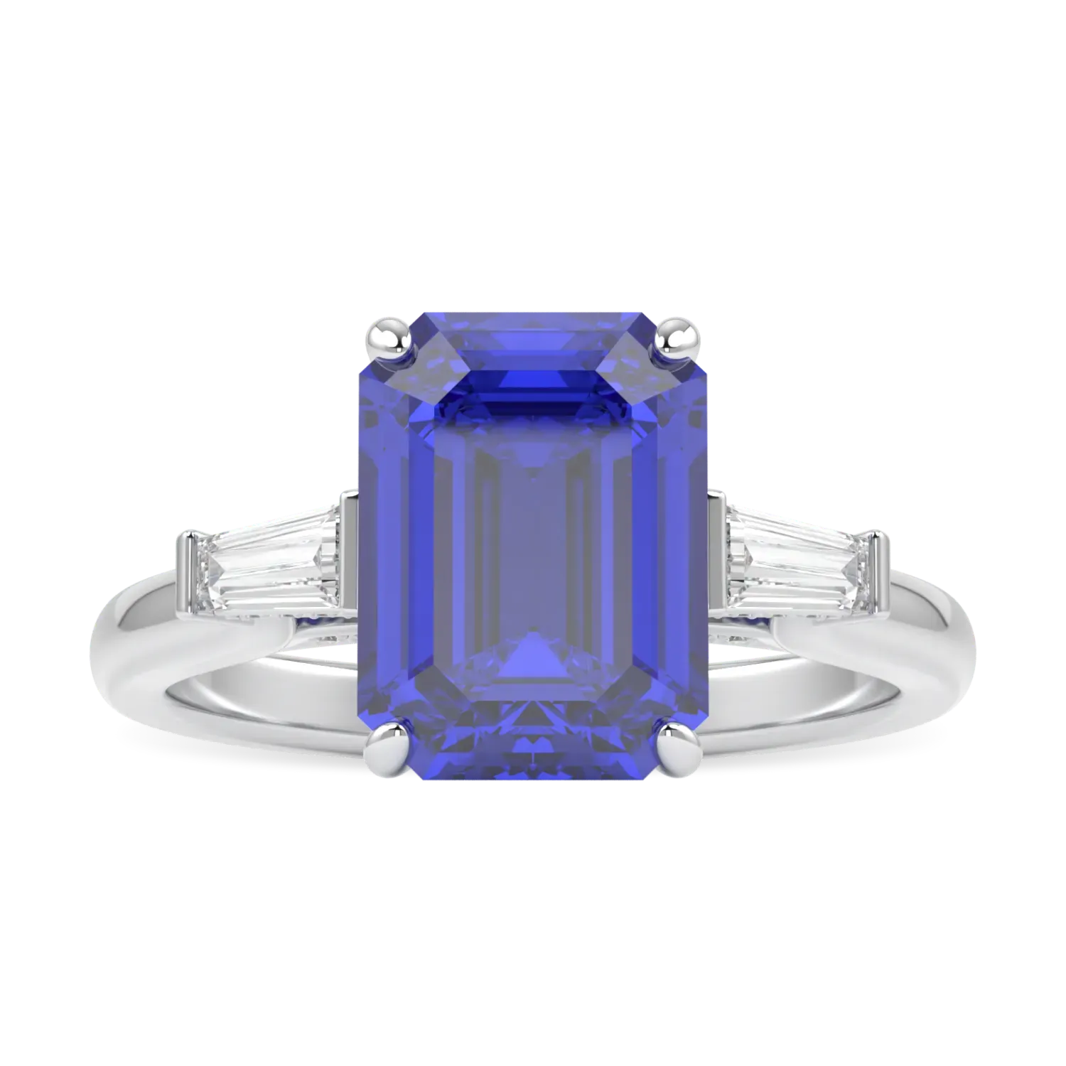 Handcrafted Platinum ring with Sapphire and Diamond by Blacklock, High Jewellery collection — top down view